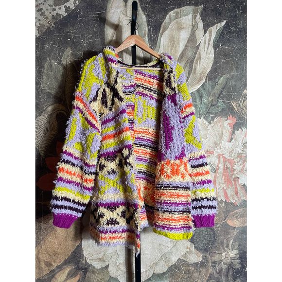 New Free People Peggy Cardigan in Sunshine Orchid Combo - Picture 4 of 7